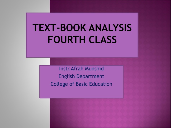 text book analysis fourth class