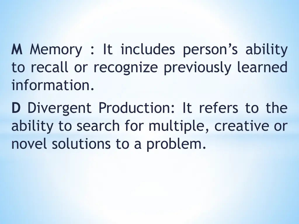m memory it includes person s ability to recall