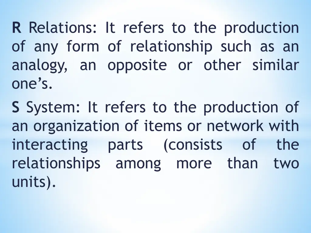 r relations it refers to the production