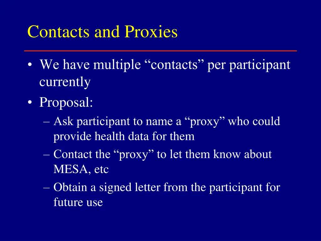 contacts and proxies