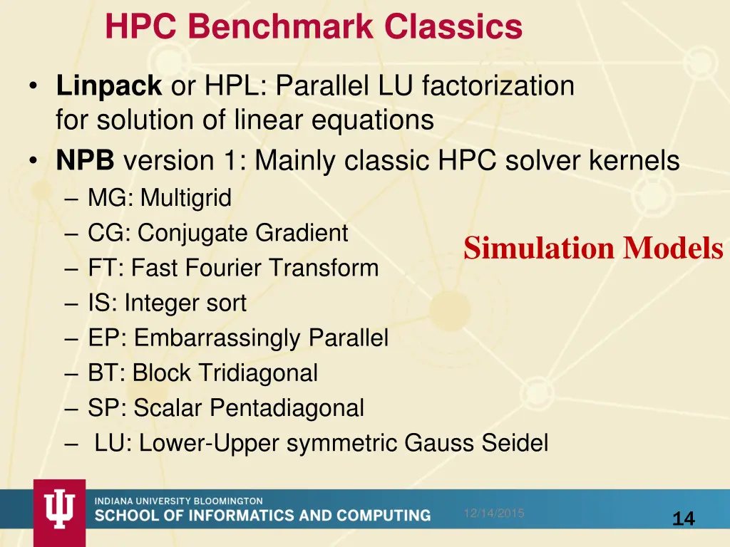 hpc benchmark classics
