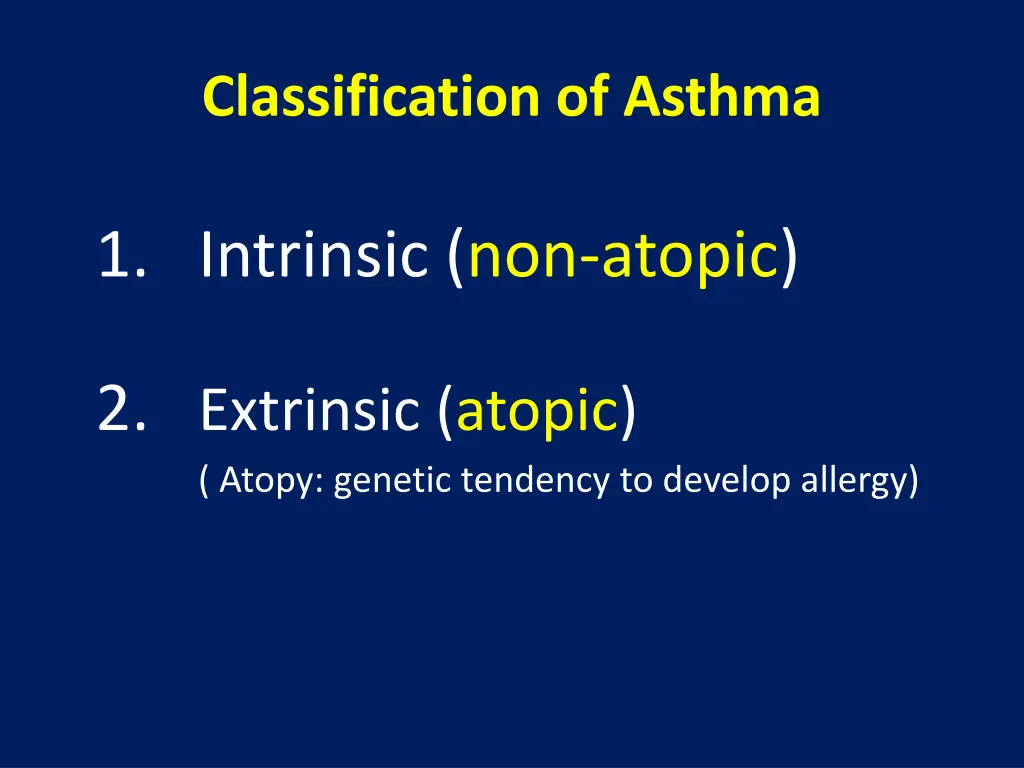 classification of asthma