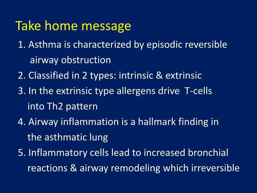 take home message
