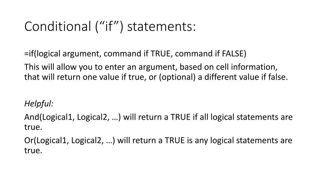 conditional if statements
