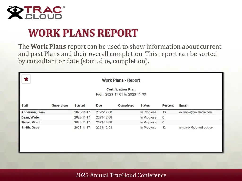 work plans report