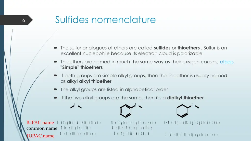 sulfides nomenclature