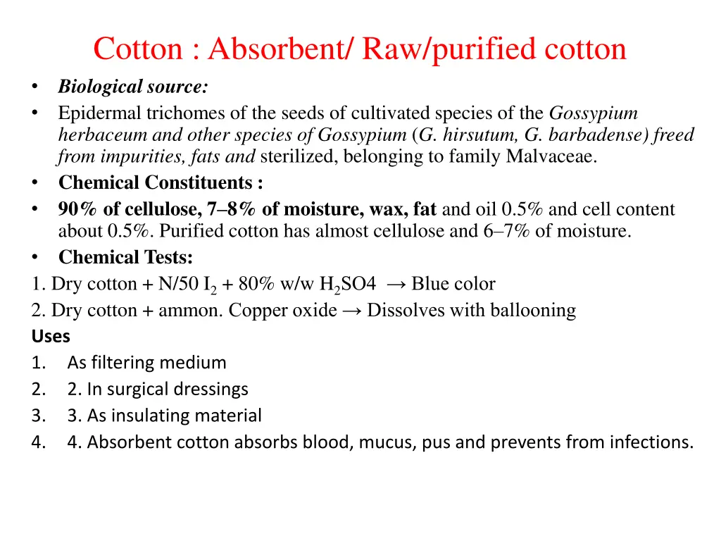 cotton absorbent raw purified cotton biological