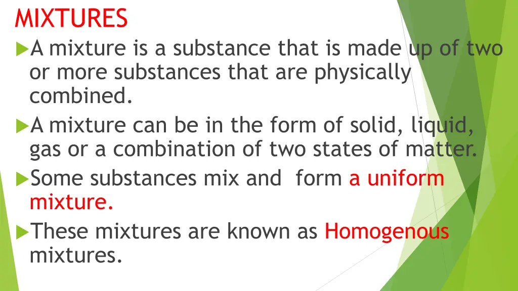 mixtures a mixture is a substance that is made