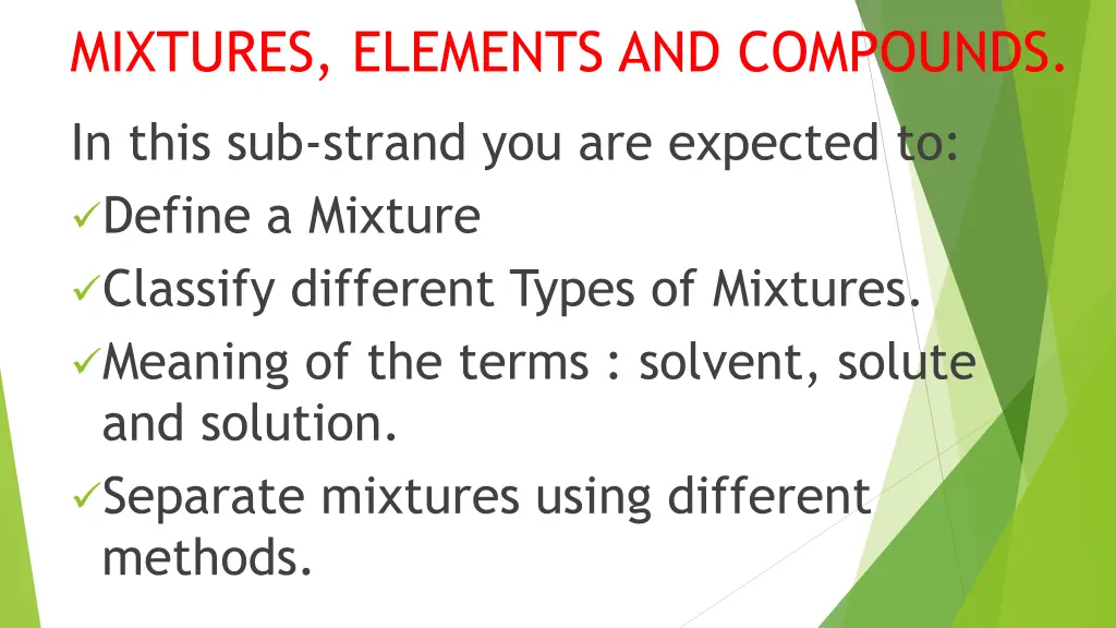mixtures elements and compounds