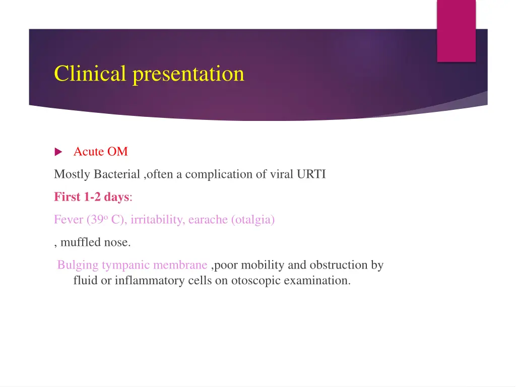 clinical presentation
