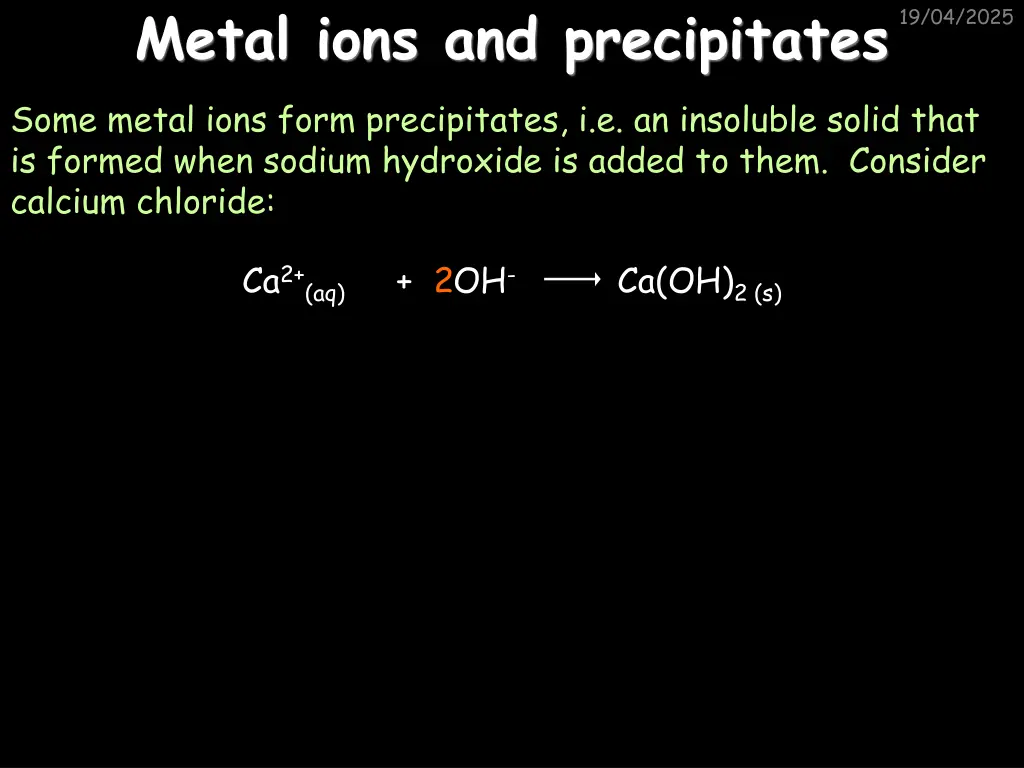 metal ions and precipitates
