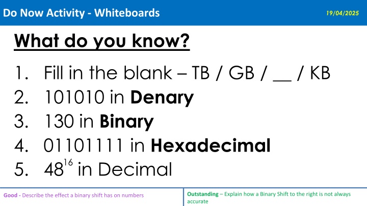 do now activity whiteboards