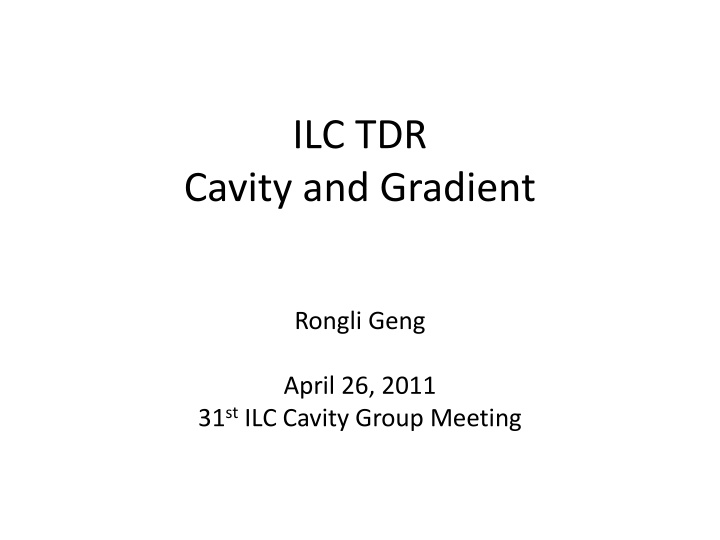 ilc tdr