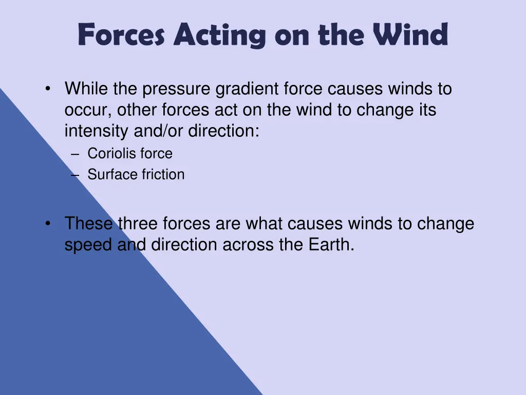 forces acting on the wind