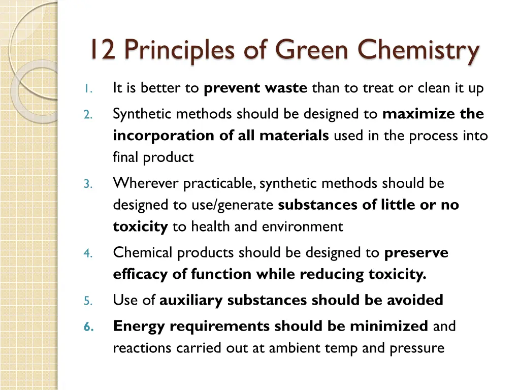 12 principles of green chemistry