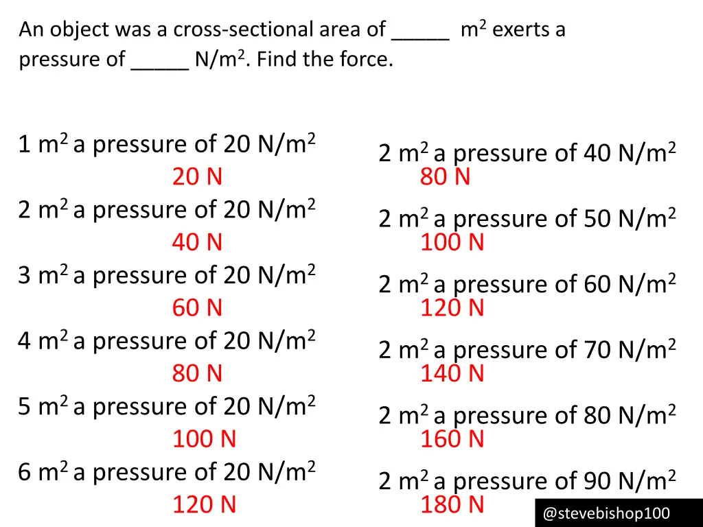 an object was a cross sectional area 1