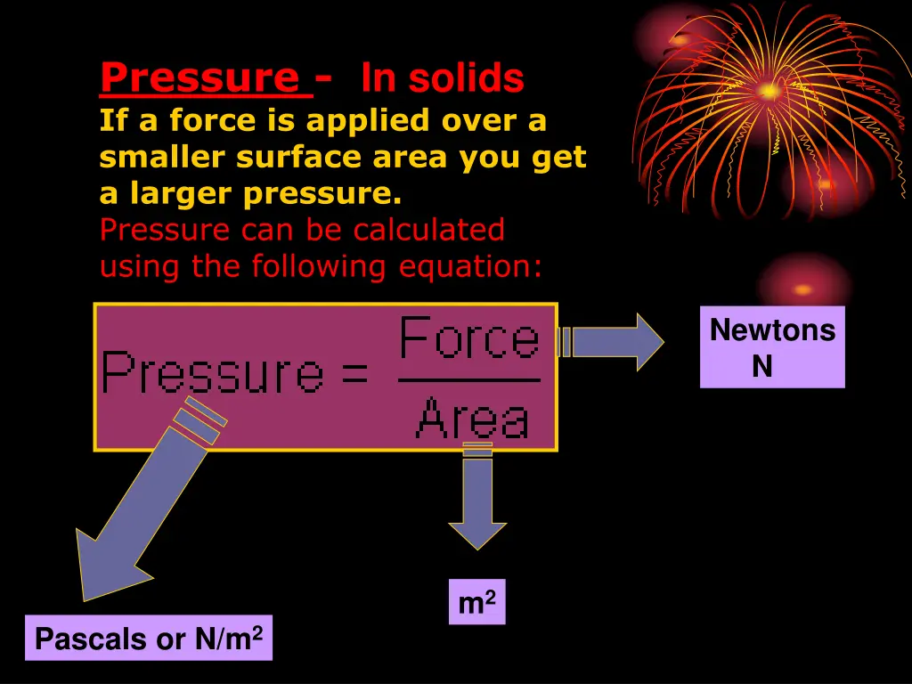 pressure in solids if a force is applied over