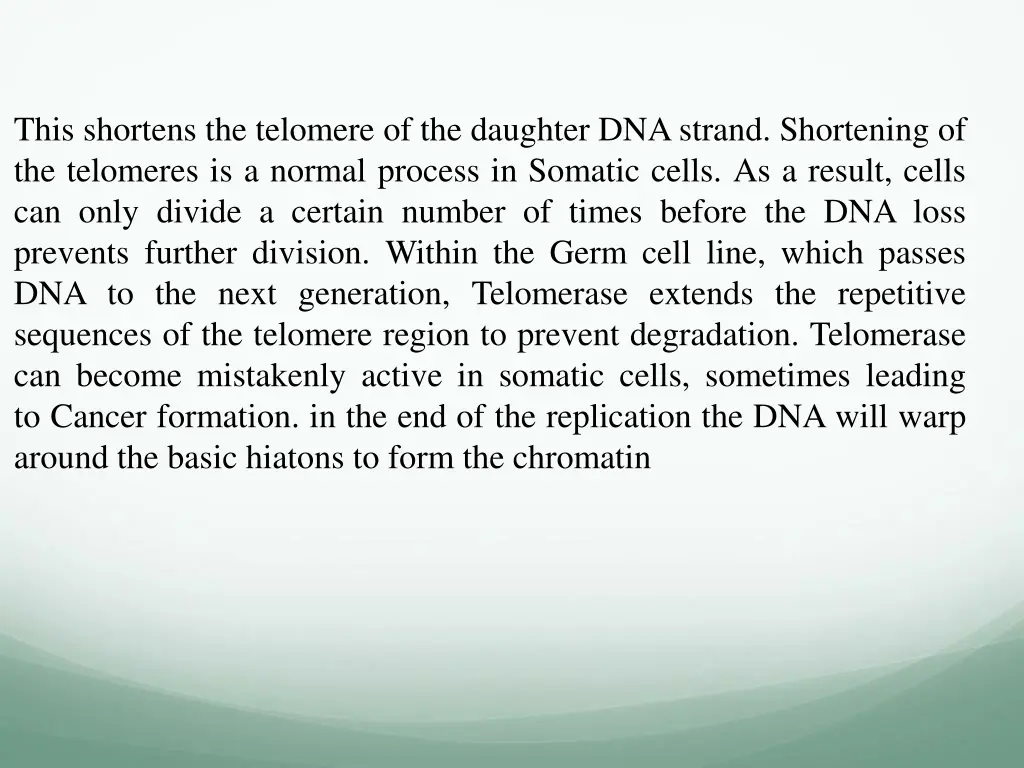 this shortens the telomere of the daughter