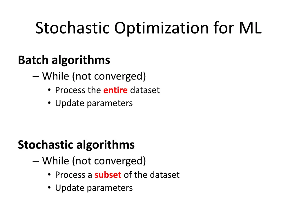 stochastic optimization for ml 1