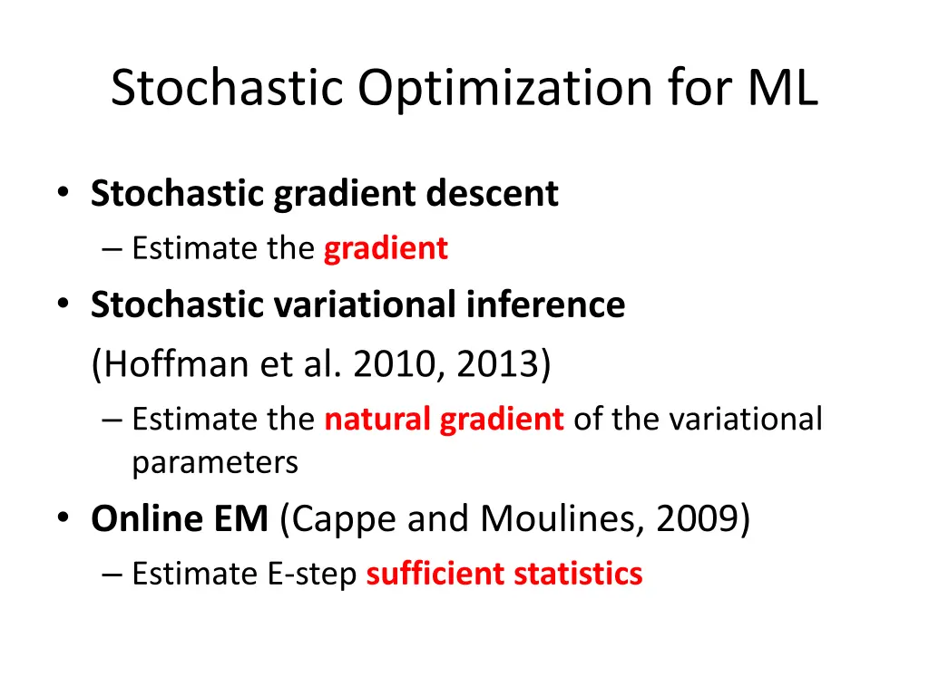 stochastic optimization for ml 2