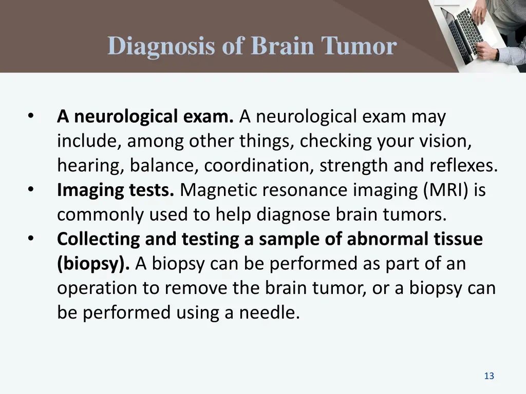 diagnosis of brain tumor