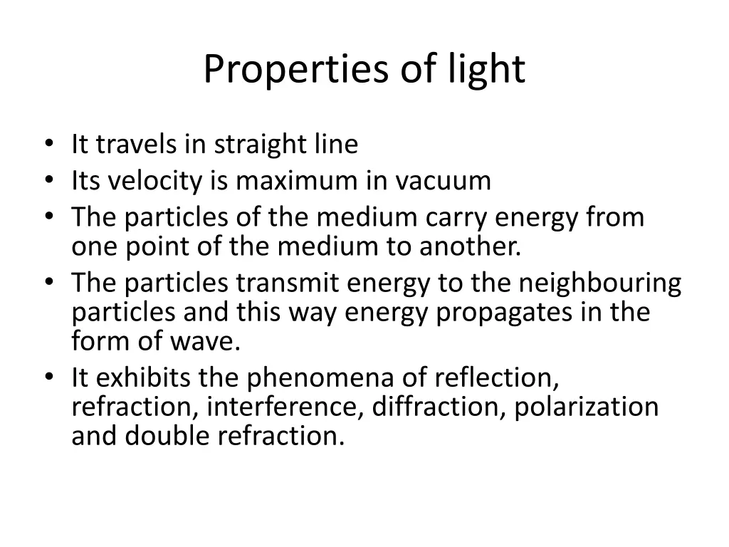 properties of light
