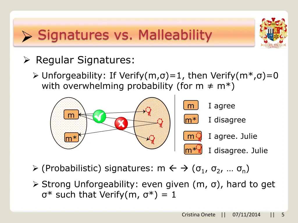 signatures vs malleability