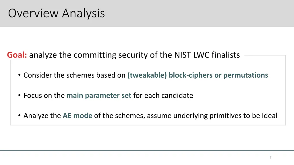 overview analysis