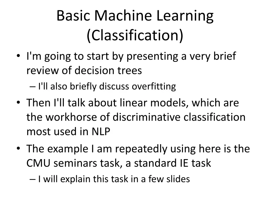basic machine learning classification i m going