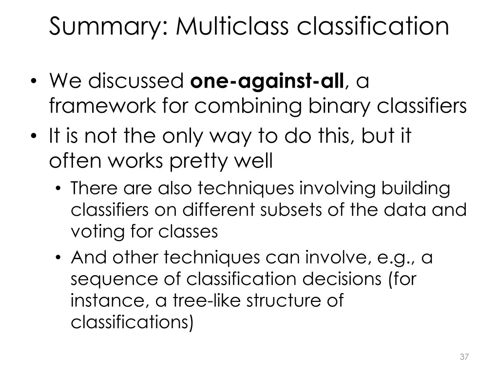 summary multiclass classification