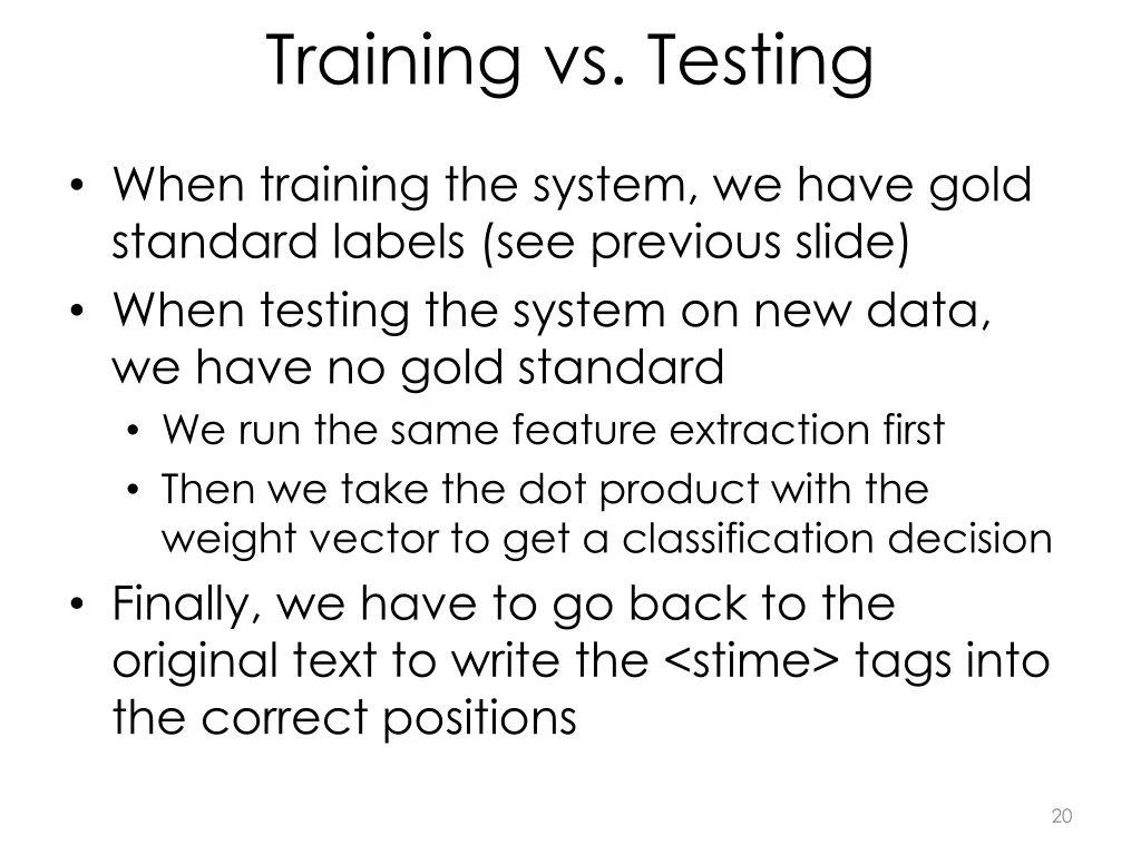 training vs testing