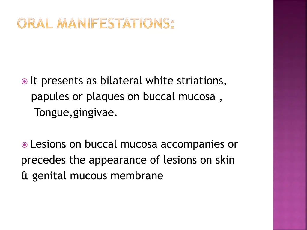 oral manifestations