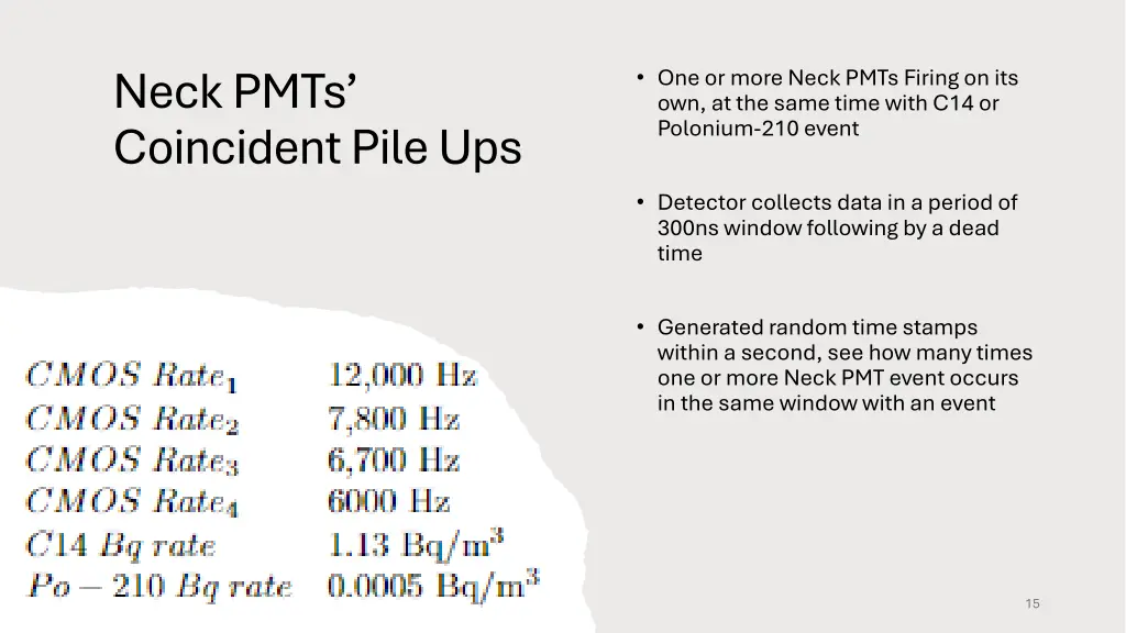 neck pmts coincident pile ups