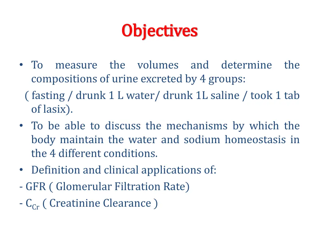 objectives objectives