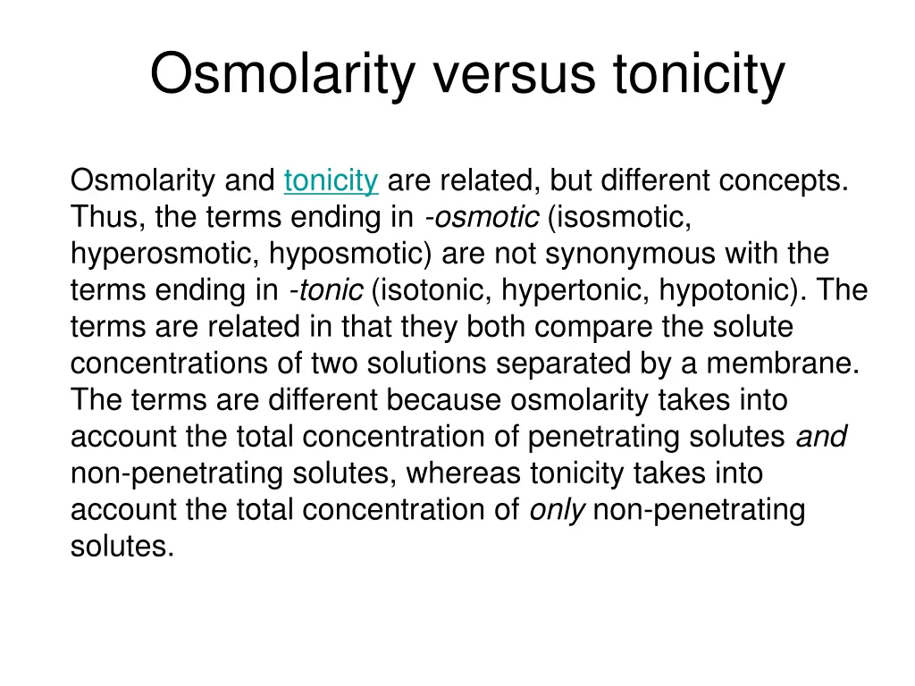 osmolarity versus tonicity