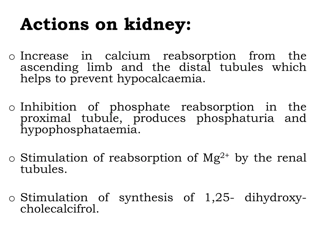 actions on kidney