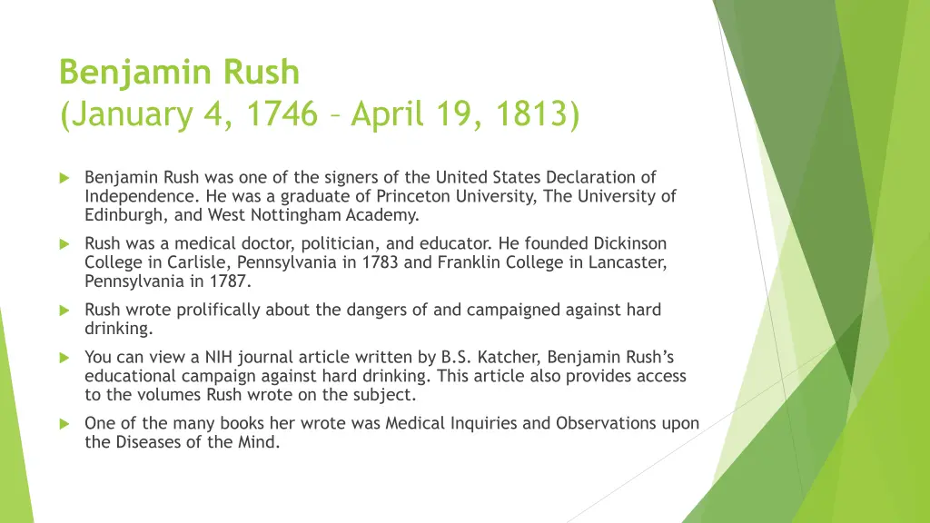 benjamin rush january 4 1746 april 19 1813