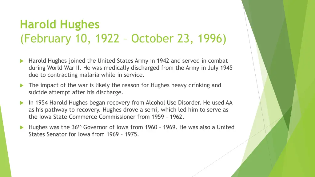 harold hughes february 10 1922 october 23 1996