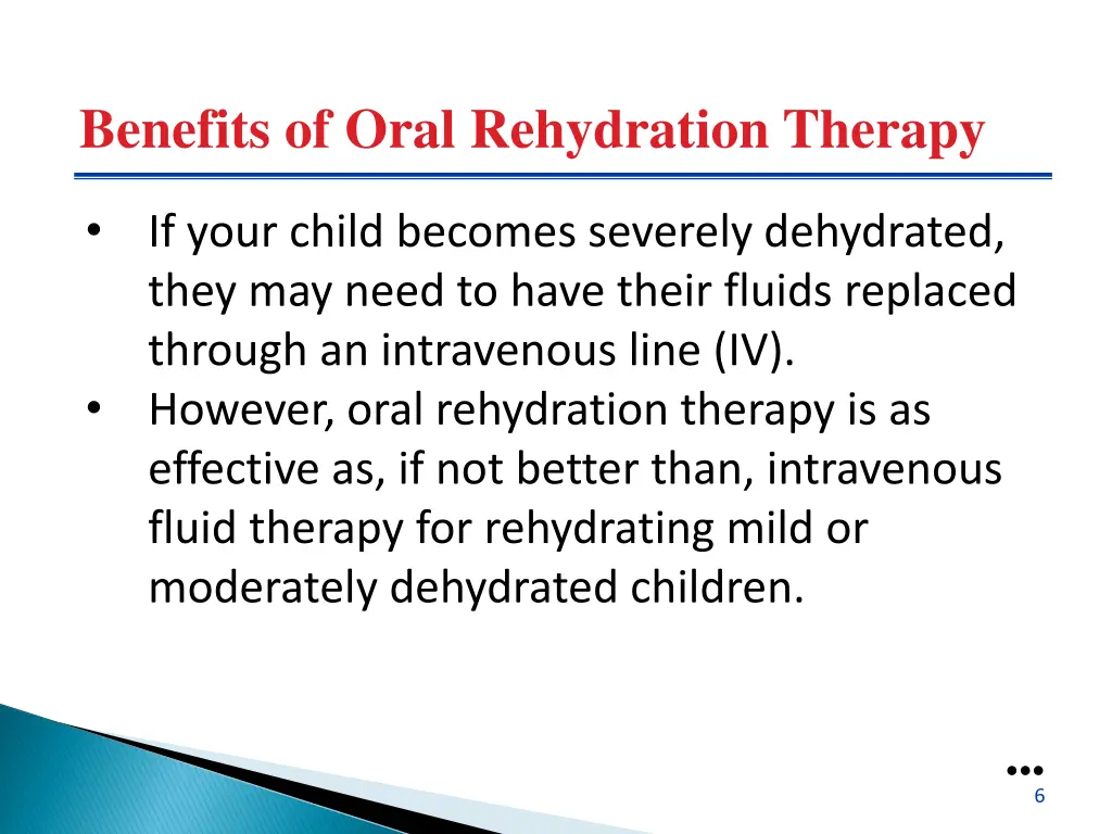 benefits of oral rehydration therapy
