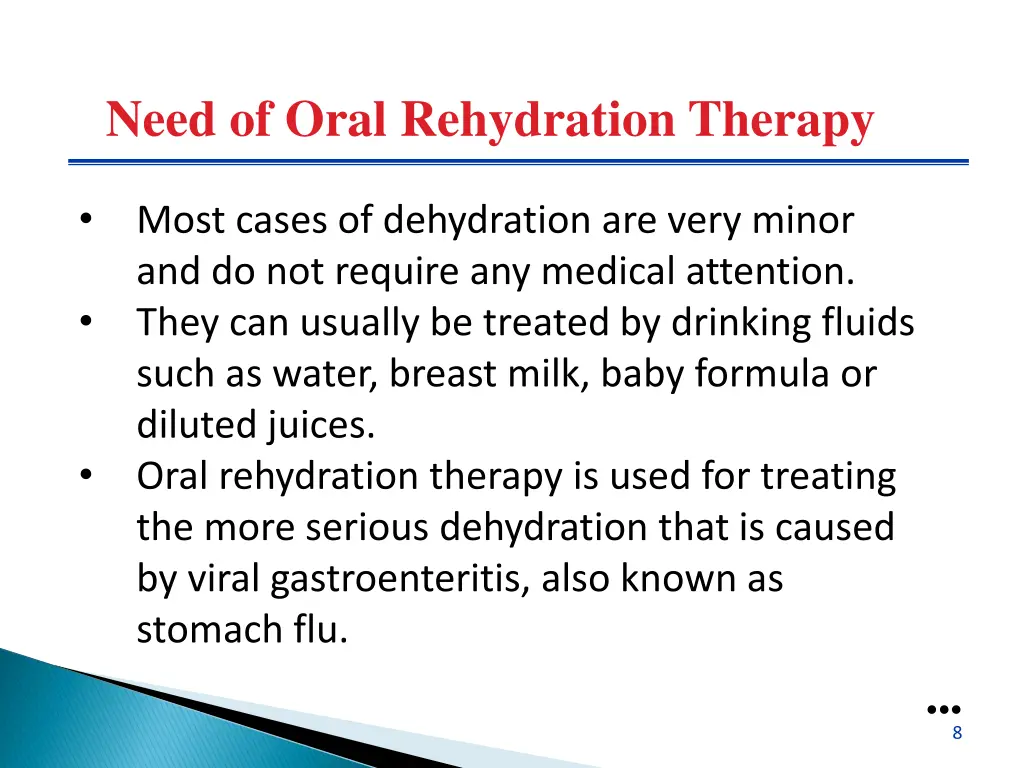 need of oral rehydration therapy