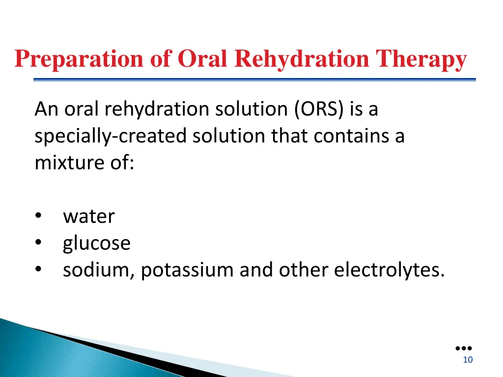 preparation of oral rehydration therapy
