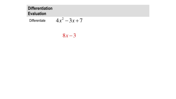 differentiation evaluation 2 4 3 7 x x