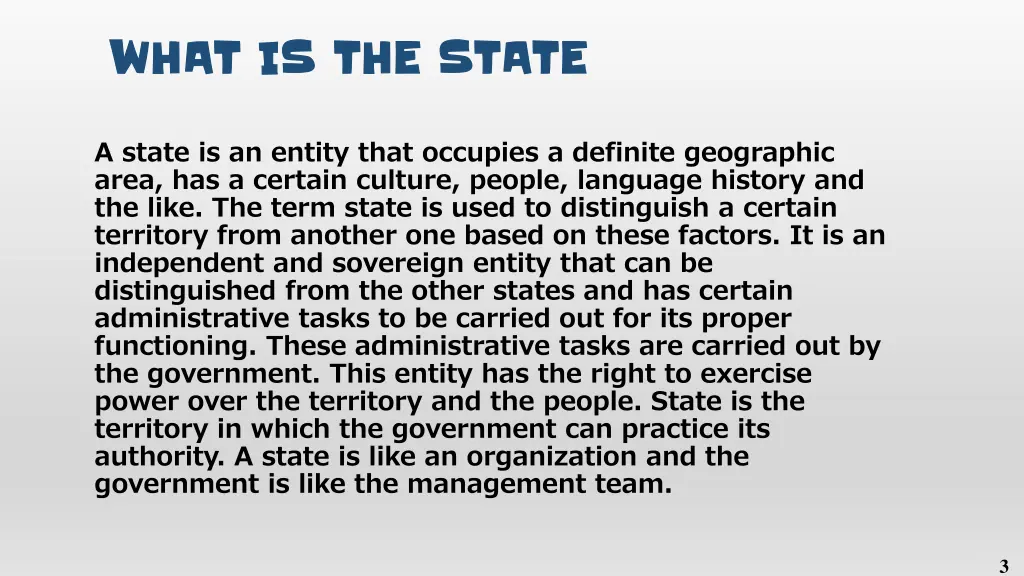 what is the state what is the state