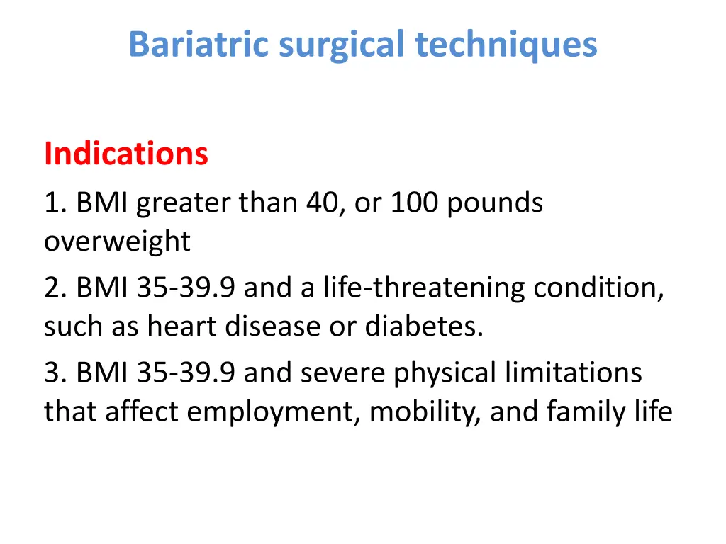 bariatric surgical techniques