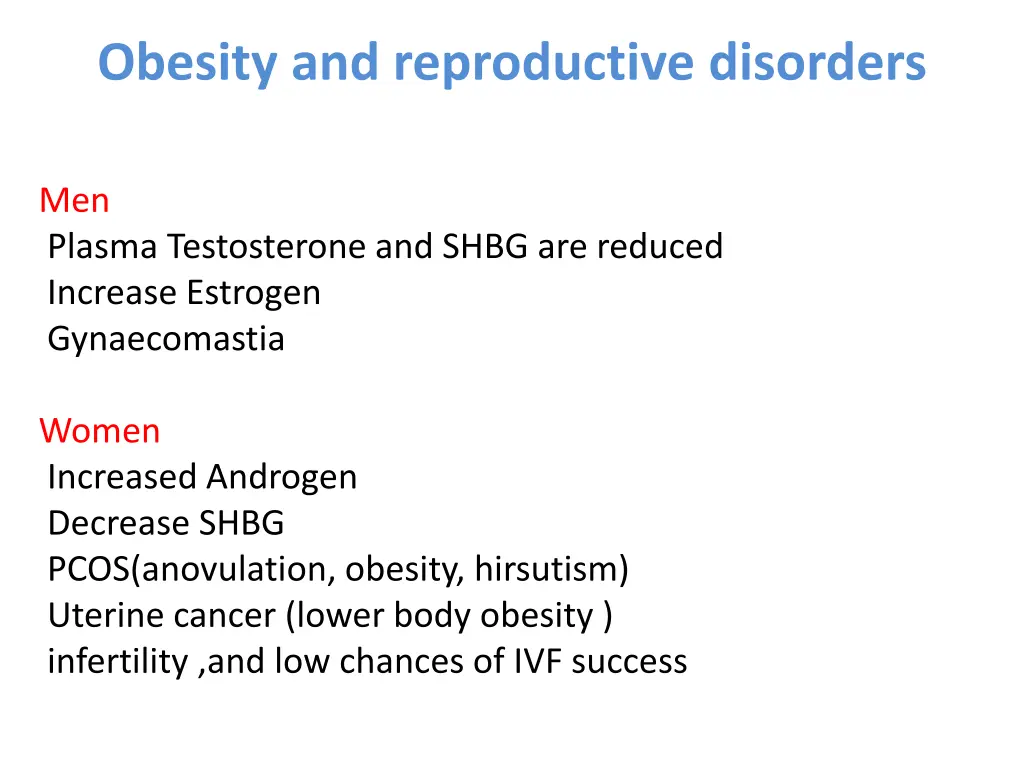 obesity and reproductive disorders