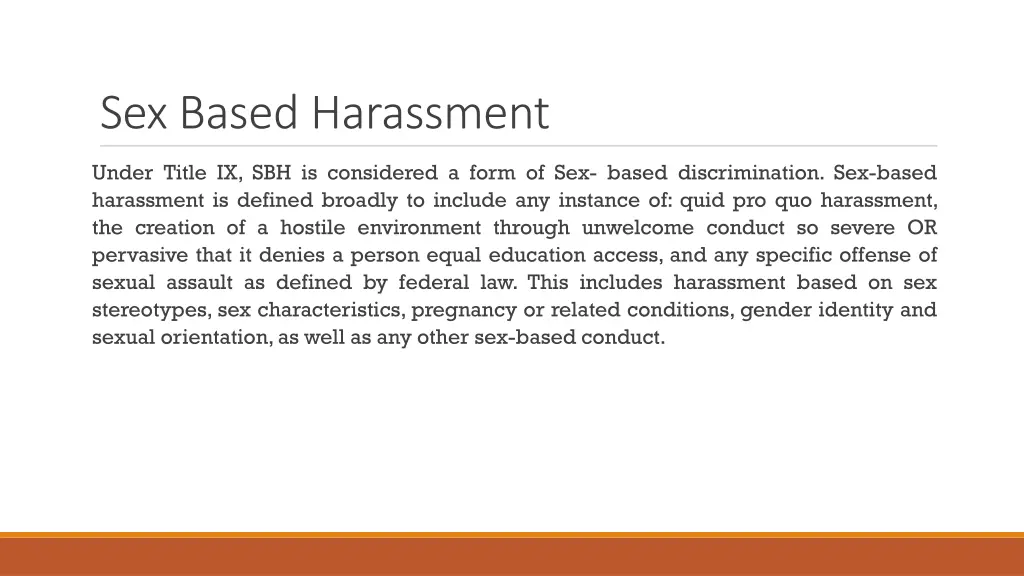 sex based harassment