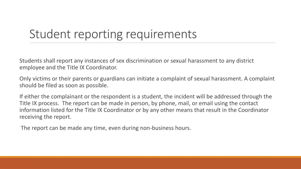 student reporting requirements