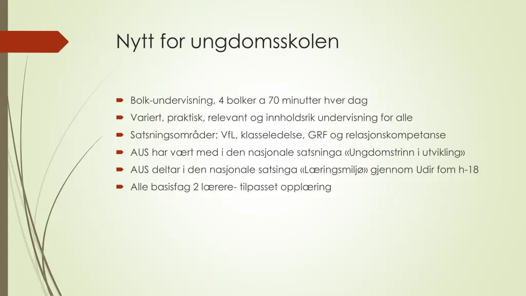 nytt for ungdomsskolen