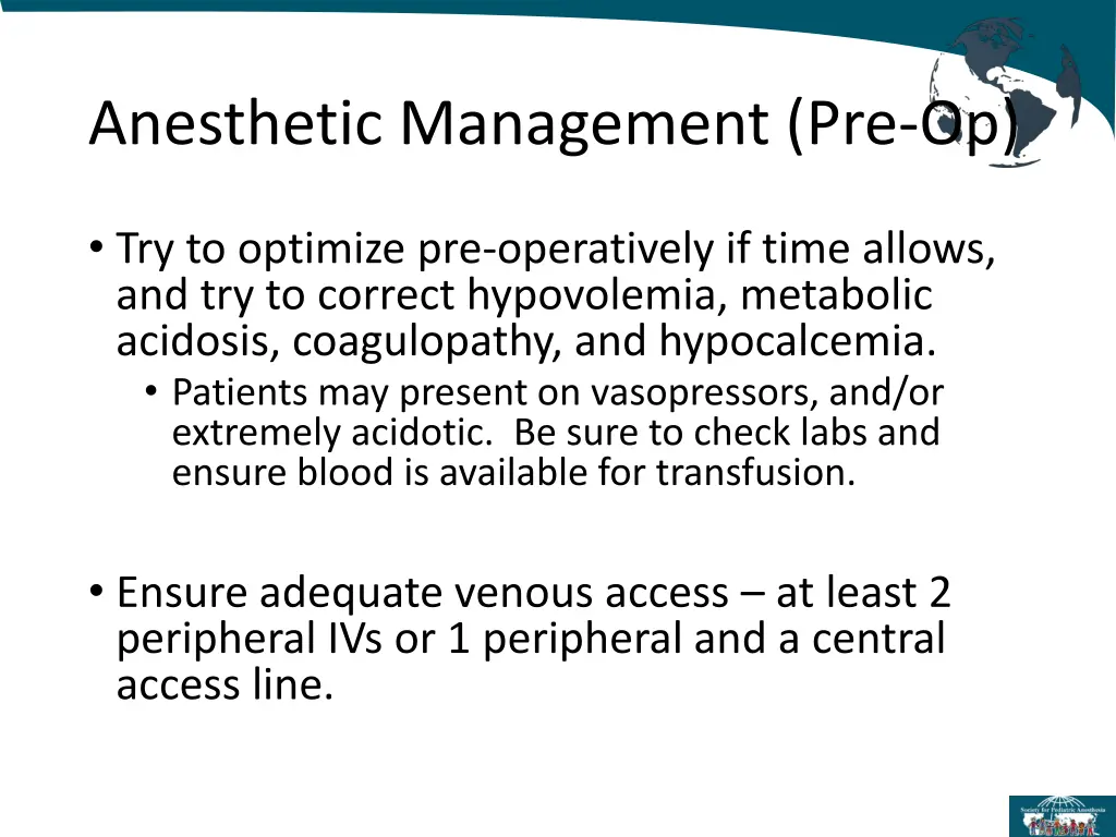 anesthetic management pre op