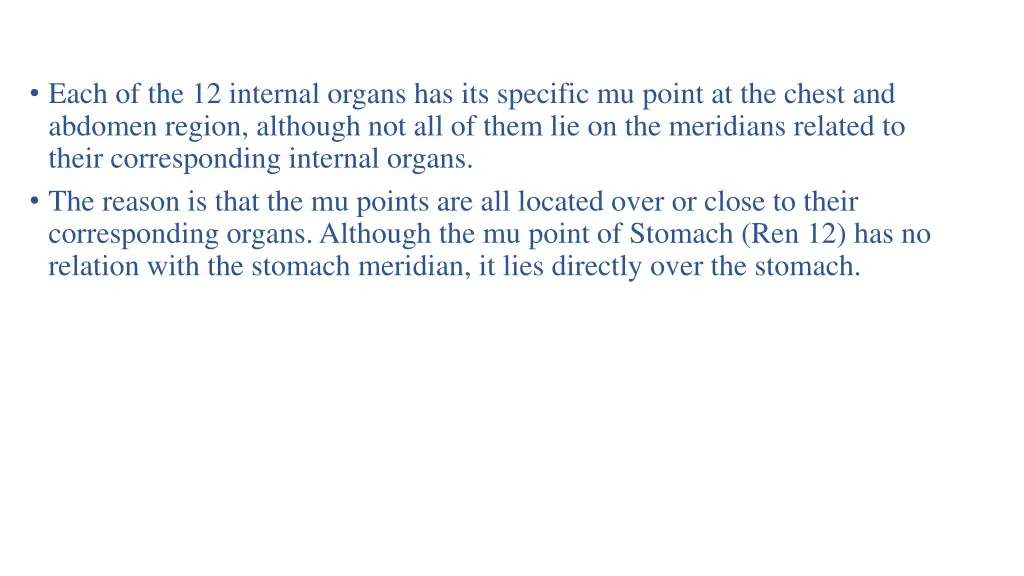 each of the 12 internal organs has its specific